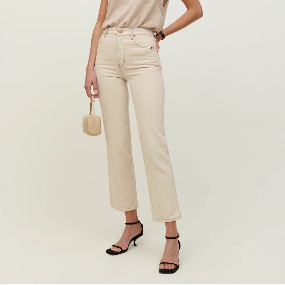Reformation High-Rise Straight Jeans in Cream